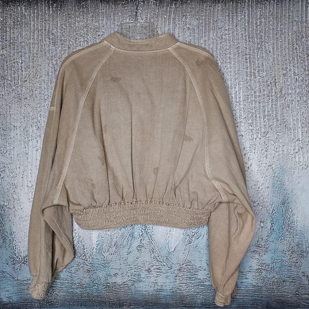 Zara Bomber Ripped Jacket Sz-L - Picture 8 of 10
